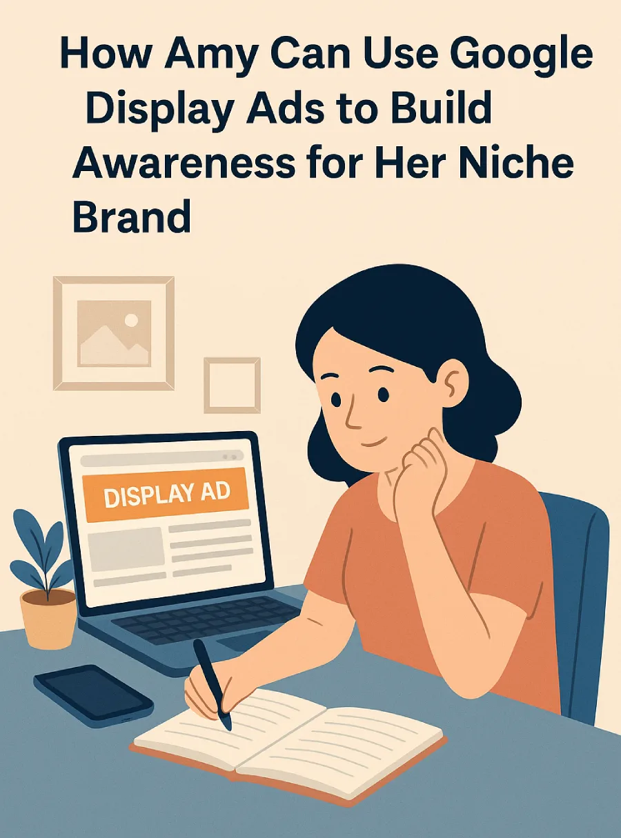 Illustration Of A Small Business Owner Using Google Display Ads Custom Affinity Audiences To Reach A Niche Market Effectively.