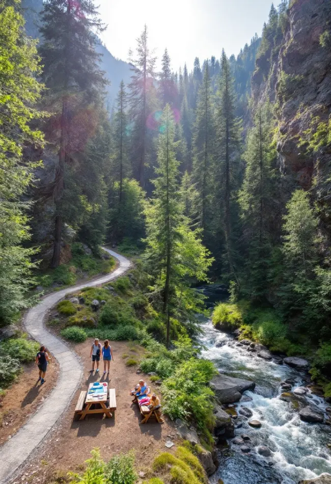 Why Mountain Towns Make the Perfect Weekend Getaway for Budget Travelers 3 Family Enjoying A Free Mountain Getaway With Hiking Trails And Riverside Picnic Spot In Nature.