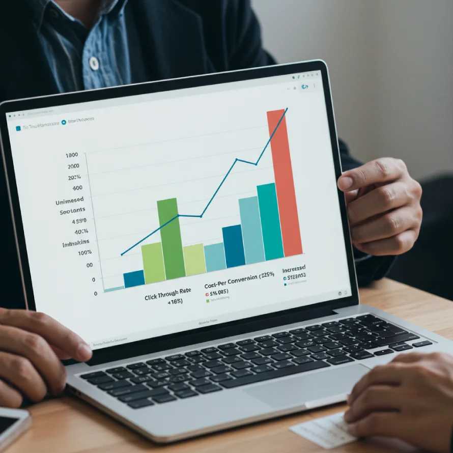 In what two ways can the Recommendations page in your Google Ads account help with campaign performance? Choose two. 2 Bar graph showing Google Ads improvements: CTR +18%, CPC -25%, Increased Sales.