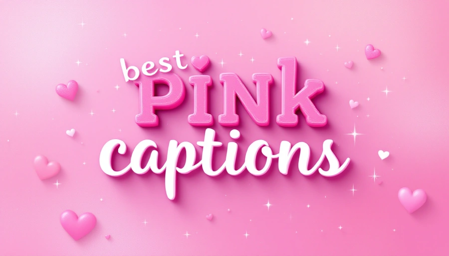 250+ Best Pink Captions for Instagram to Make Your Posts Pop 1 A 3D Graphic With The Words &Amp;Quot;Best Pink Captions For Instagram&Amp;Quot; On A Pink Background With Floating Hearts.