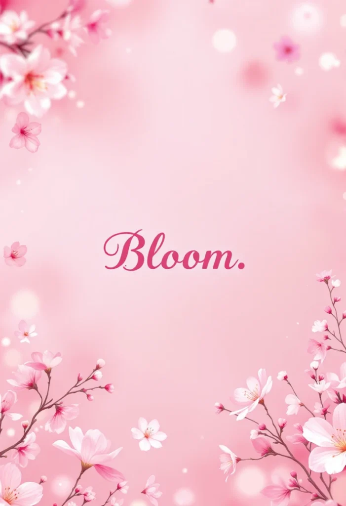 250+ Best Pink Captions for Instagram to Make Your Posts Pop 7 An Aesthetic Pink Background With Blooming Cherry Blossoms And The Word &Quot;Bloom.&Quot; In The Center.