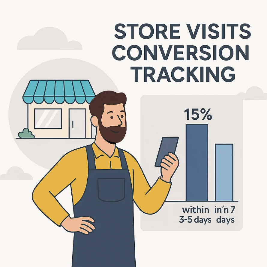 Which of the following describes the criteria for store visits conversion tracking? 2 Illustration Of David, A Small Us Retail Owner, Checking Google Ads Store Visits Conversion Tracking Data On His Phone.