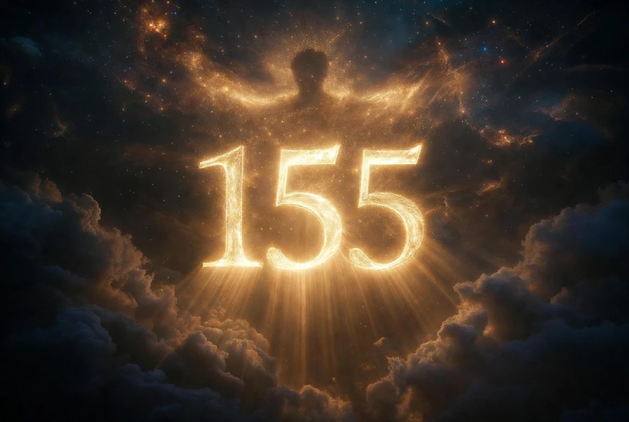 Home 1 Glowing 155 Angel Number Symbolizing Change And New Beginnings.