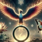 Ancient Symbols Of Rebirth Including Phoenix, Lotus Flower, Butterfly And Ouroboros